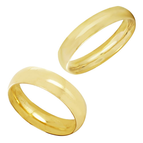 Par Argollas Anillos de Matrimonio Lisas Media Delgada y Gruesa Caña Oro 14k