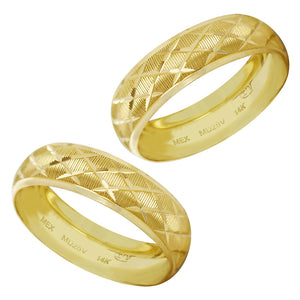 Par Argollas Anillos de Matrimonio Facetadas Oro 14k yukisven