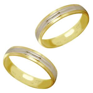 Par Argollas Anillos de Matrimonio Lisas Combinadas Oro 14k (Oro blanco y amarillo)