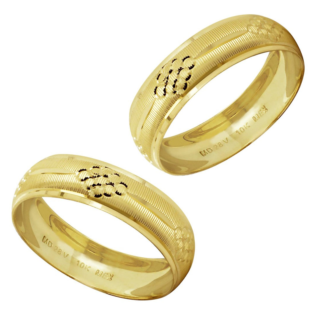 Par Argollas Anillos de Matrimonio Gruesas Diamantadas Racimo Oro