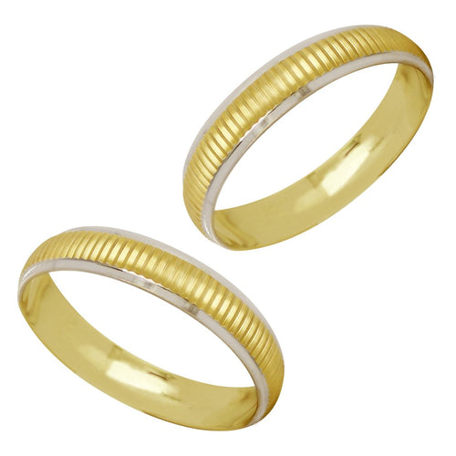 Par Argollas Anillos de Matrimonio Rayadas Diamantadas Oro 10K