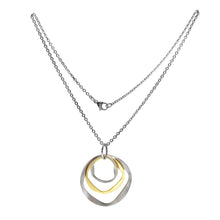 Cargar imagen en el visor de la galería, Juego Collar Cadena Dije 3 Aros Anillo Triple Plateado y Dorado Acero Inoxidable