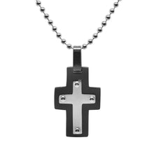 Cargar imagen en el visor de la galería, Juego de Collar Cruz y Pulsera Piel Acero Inoxidable