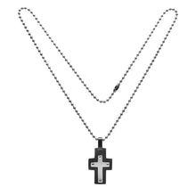 Cargar imagen en el visor de la galería, Juego de Collar Cruz y Pulsera Piel Acero Inoxidable