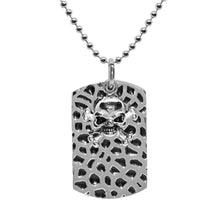 Cargar imagen en el visor de la galería, Collar Cadena Dije Placa y Calavera Cráneo Acero Inoxidable