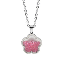 Cargar imagen en el visor de la galería, Collar Dije de Flor Cristales Rosa Acero Inoxidable Mujer