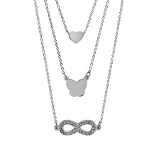 Cargar imagen en el visor de la galería, Juego Collar Aretes Corazón Mariposa Infinito Acero Inoxidable