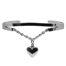 Cargar imagen en el visor de la galería, Juego de Collar Dije Botón Corazón Brazalete y Aretes Corazón Acero Inoxidable