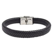 Cargar imagen en el visor de la galería, Juego de Collar Placa Negra con Dije de Ala  y Pulsera Piel Tejida
