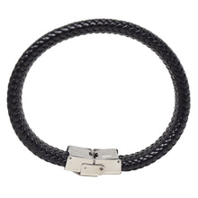 Cargar imagen en el visor de la galería, Juego de Collar Placa Negra con Dije de Ala  y Pulsera Piel Tejida