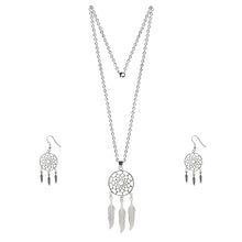 Cargar imagen en el visor de la galería, Juego Collar y Aretes Atrapasueños Acero Inoxidable Mujer