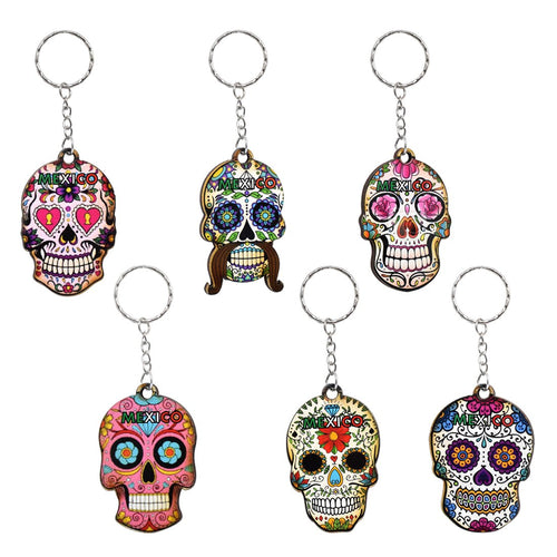 6 Llaveros MDF Artesanales Diseños Varios Calaveras