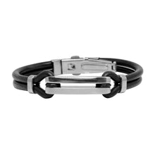 Cargar imagen en el visor de la galería, Pulsera Placas Broche de Presión Caucho Acero Inoxidable