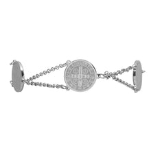 Cargar imagen en el visor de la galería, Juego de Pulsera y Aretes Medallas de San Benito Acero Inoxidable