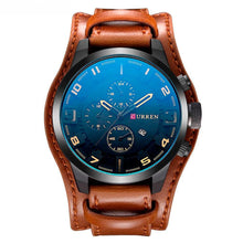 Cargar imagen en el visor de la galería, Reloj CURREN Clásico Correa Piel Sintética Movimiento de Cuarzo Fechador Café