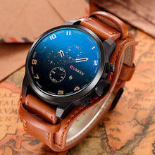 Cargar imagen en el visor de la galería, Reloj CURREN Clásico Correa Piel Sintética Movimiento de Cuarzo Fechador Café