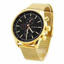 Cargar imagen en el visor de la galería, Reloj CURREN SCUD Clásico Correa Acero Inoxidable Movimiento de Cuarzo Dorado