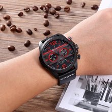 Cargar imagen en el visor de la galería, Reloj CURREN  Deportivo Moderno Fechador Caballero Negro Rojo