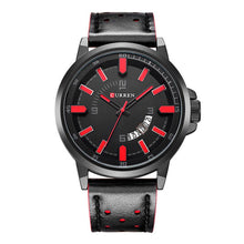 Cargar imagen en el visor de la galería, Reloj CURREN Análogo Casual con Fechador Caballero Negro- Rojo