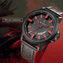 Cargar imagen en el visor de la galería, Reloj CURREN Análogo Casual con Fechador Caballero Negro- Rojo