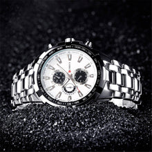 Cargar imagen en el visor de la galería, Reloj CURREN Elegante Análogo Correa Metal Fechador Plateado Negro