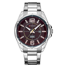 Cargar imagen en el visor de la galería, Reloj CURREN Elegante Análogo Fechador Correa Plateado Vino
