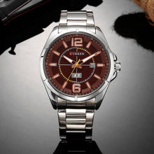 Cargar imagen en el visor de la galería, Reloj CURREN Elegante Análogo Fechador Correa Plateado Vino