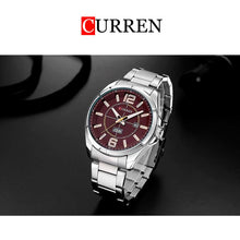 Cargar imagen en el visor de la galería, Reloj CURREN Elegante Análogo Fechador Correa Plateado Vino