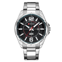 Cargar imagen en el visor de la galería, Reloj CURREN Elegante Análogo Fechador Correa Plateado Negro