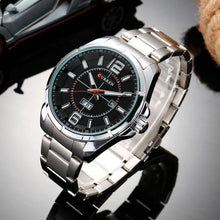 Cargar imagen en el visor de la galería, Reloj CURREN Elegante Análogo Fechador Correa Plateado Negro