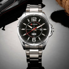 Cargar imagen en el visor de la galería, Reloj CURREN Elegante Análogo Fechador Correa Plateado Negro