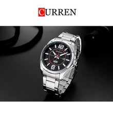 Cargar imagen en el visor de la galería, Reloj CURREN Elegante Análogo Fechador Correa Plateado Negro