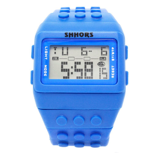 Reloj de Bloques Tipo Lego Shhors Digital Led Niños Azul