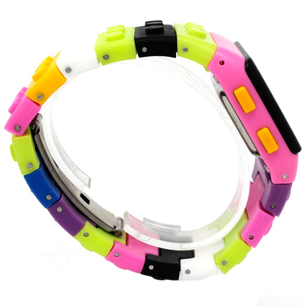 Reloj de Bloques Tipo Lego Shhors Digital Ni os Rosa yukisven