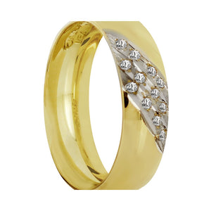 Anillo Argolla de Matrimonio Lisa 12 Zirconias Oro 14k