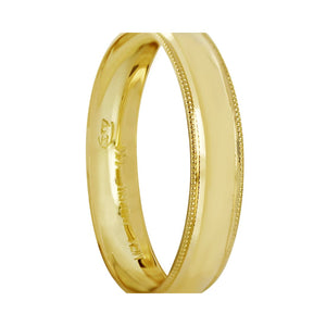 Anillo Argolla de Matrimonio Lisa Delgada Ribeteada Oro 14k