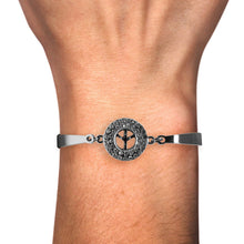 Cargar imagen en el visor de la galería, Pulsera Brazalete Amor y Paz Cristales Acero Inoxidable Dama