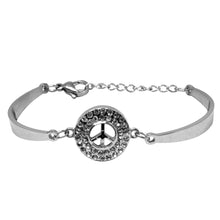 Cargar imagen en el visor de la galería, Pulsera Brazalete Amor y Paz Cristales Acero Inoxidable Dama