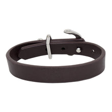 Cargar imagen en el visor de la galería, Pulsera Piel Café Hebilla Ancla Acero Inoxidable Hombre