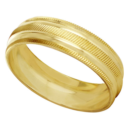 Anillo Argolla de Matrimonio Diamantada Rayas Oro 10K