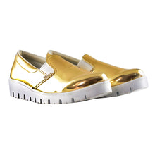 Cargar imagen en el visor de la galería, Tenis Altos Zapatos Metálicos Dorados Calzado Rojas