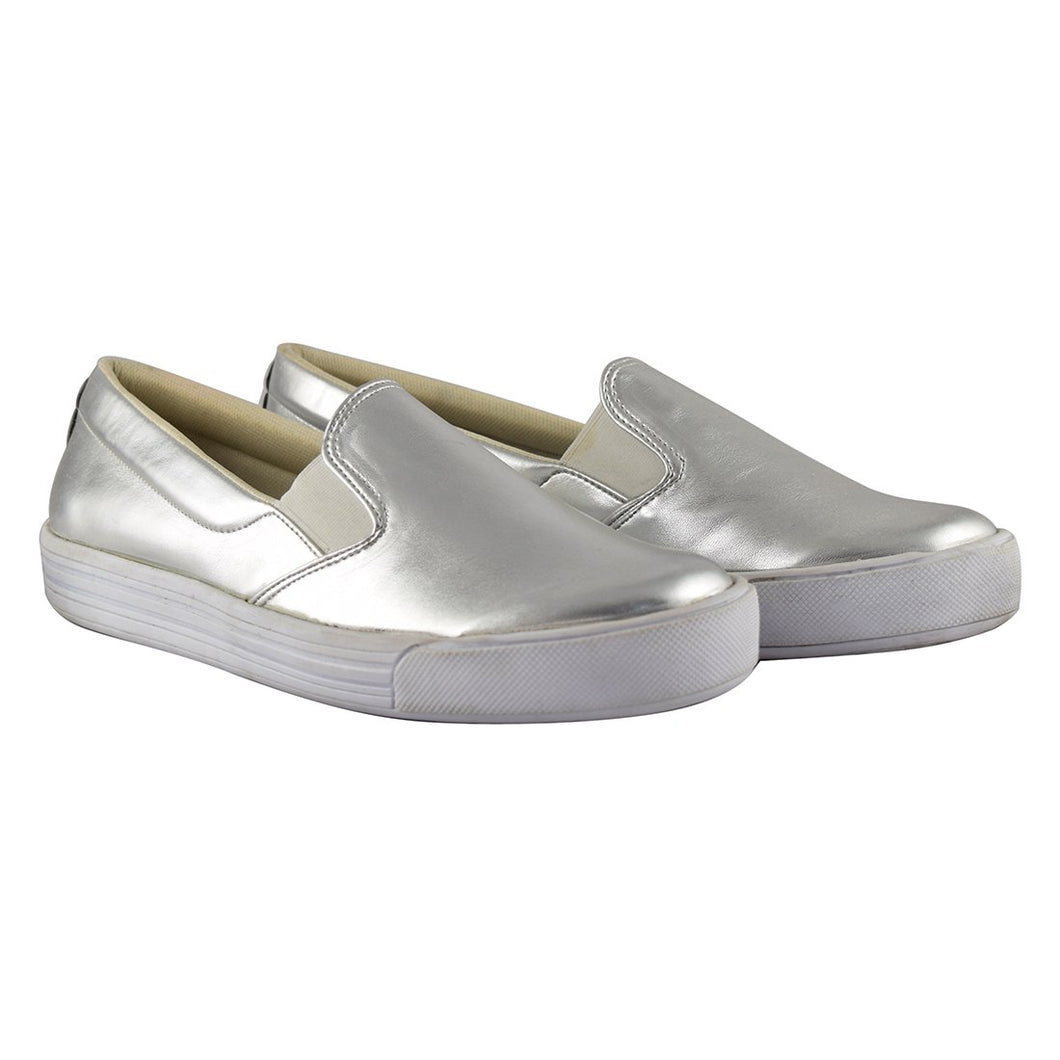 Tenis Zapatos Metálicos Plateados Calzado Rojas