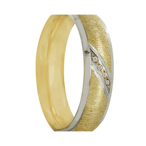 Anillo Argolla de Matrimonio Diamantada 4 Zirconias Oro 14k