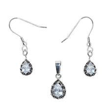 Cargar imagen en el visor de la galería, Juego Collar Cadena y Aretes en Gota Piedra Mujer