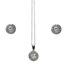 Cargar imagen en el visor de la galería, Juego de Collar y Aretes con Grecas y Piedra para Mujer
