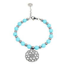 Cargar imagen en el visor de la galería, Pulsera Piedras Azul Dije Corona Corazones Acero Inoxidable Mujer