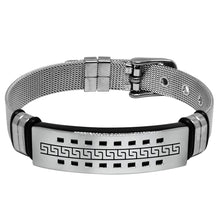 Cargar imagen en el visor de la galería, Pulsera de Cinturón Placa de Grecas Acero Inoxidable Hombre