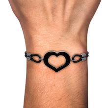 Cargar imagen en el visor de la galería, Pulsera De Caucho Con Corazón Acero Inoxidable Dama